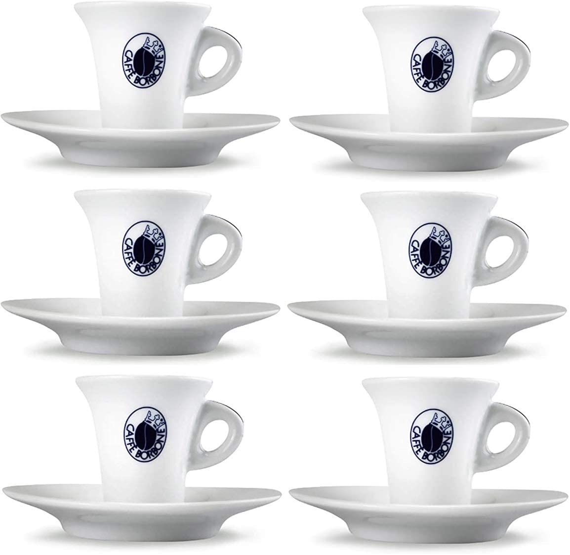 SET 6 TAZZINE CAFFE' BORBONE CON PIATTINO - Caffè Bundì  Capsule  Compatibili, Caffè in Grani e Macinato, Liquori al caffe e accessori