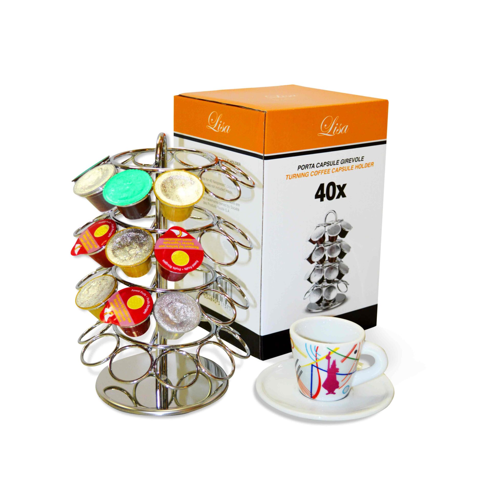 Porta capsule compatibile con Nespresso® Elegance con fiori campanelle